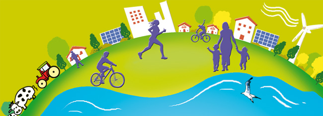 Dessin Globe, ville, gens